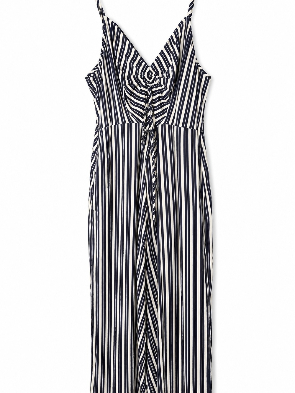 Wild Fable Striped Wide Leg Jumpsuit Large Navy Cream Tie Front